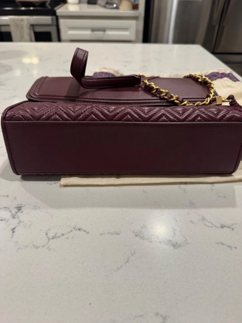 Tory Burch Small Fleming Convertible Shoulder Bag – Burgundy Quilted Leather